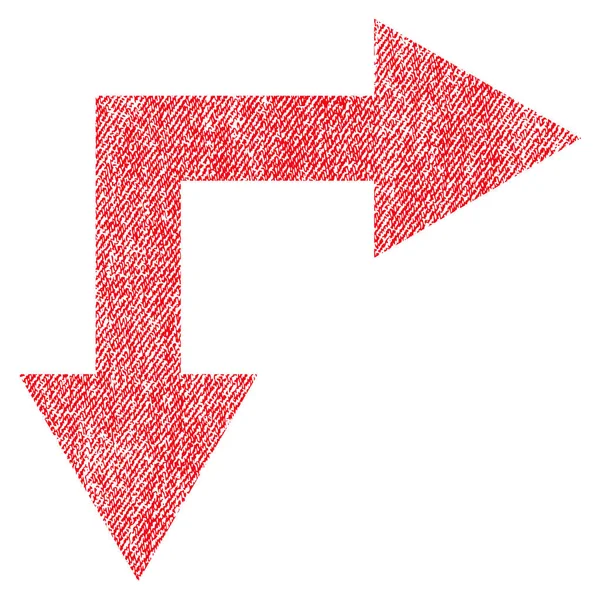Gabelungspfeil rechts unten texturiertes Symbol — Stockvektor
