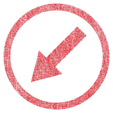 Yuvarlak aşağı sol ok kumaş dokulu simgesi