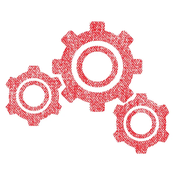 Gears Fabric Textured Icon — Stock Vector