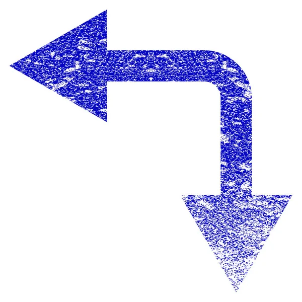 Gabelung Pfeil links unten Grunge texturierte Symbol — Stockvektor