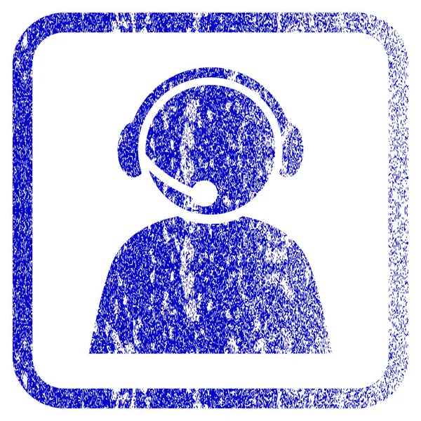 Icono con textura enmarcado del operador del centro de llamadas — Vector de stock