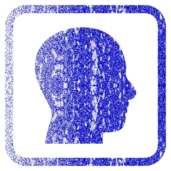 Profil de tête Icône texturée encadrée — Image vectorielle
