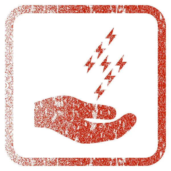 Energii elektrycznej oferta ręki oprawione teksturowanej ikona — Wektor stockowy