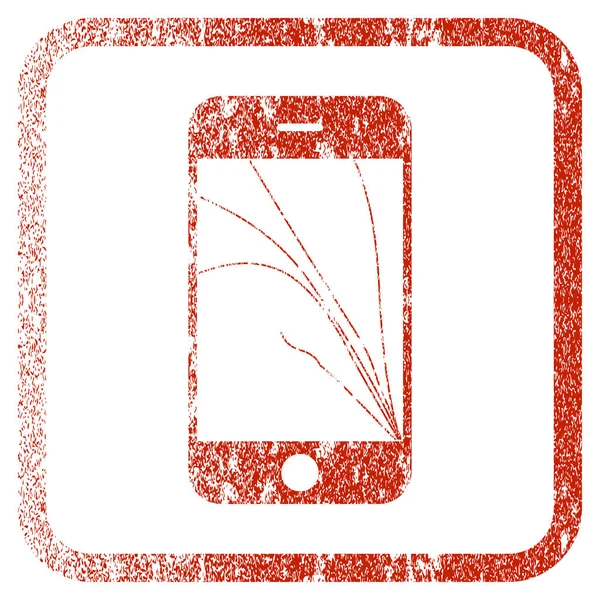 Icône texturée encadrée de fissures d'écran de téléphone intelligent — Image vectorielle