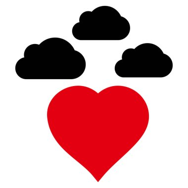 Bulutlu aşk kalp vektör simgesi