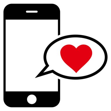 Smartphone aşk ileti vektör simgesi