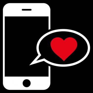 Smartphone aşk ileti vektör simgesi