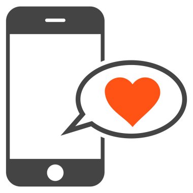 Smartphone aşk ileti vektör simgesi
