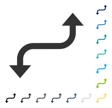 Tam tersi kavisli ok vektör simgesi