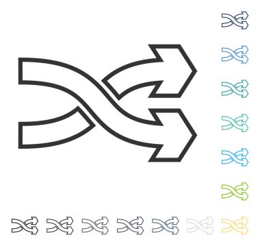 Mix okları yatay vektör simgesi