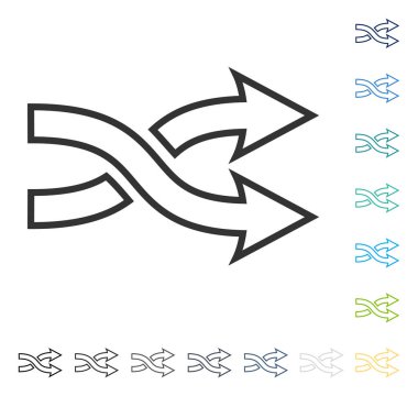 Mix okları yatay vektör simgesi