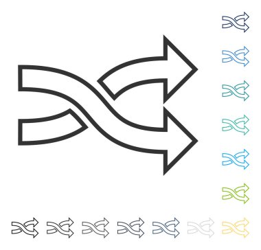 Mix okları yatay vektör simgesi