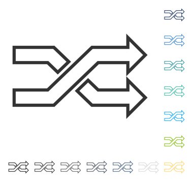 Mix okları yatay vektör simgesi