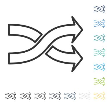 Mix okları yatay vektör simgesi