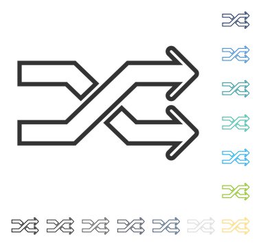 Mix okları yatay vektör simgesi