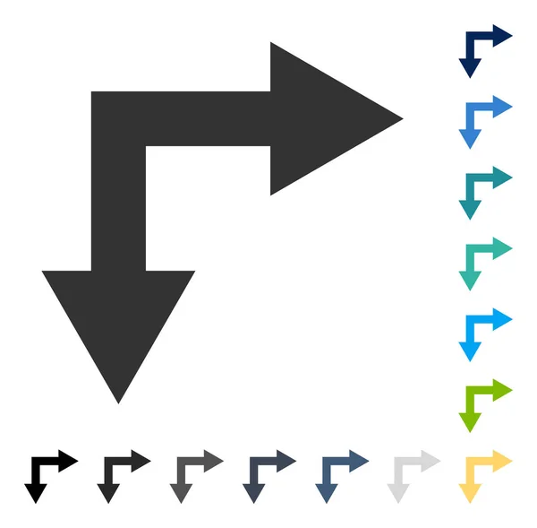 Flèche de bifurcation Icône vectorielle droite vers le bas — Image vectorielle