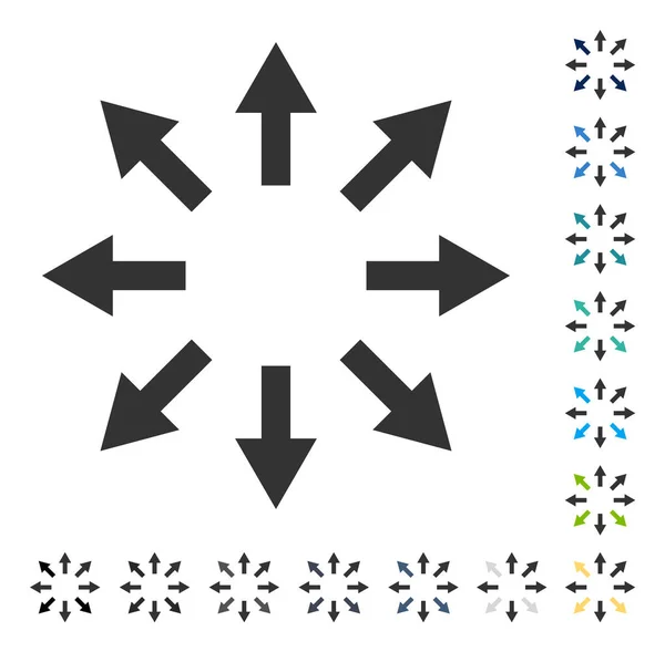 Setas radiais vetor ícone —  Vetores de Stock