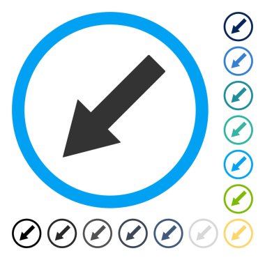 Yuvarlak aşağı sol ok vektör simgesi