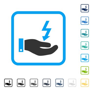 Elektrik enerji hizmet el vektör simge çerçeveli