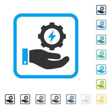 Dişli hizmet el elektrik vektör simge çerçeveli