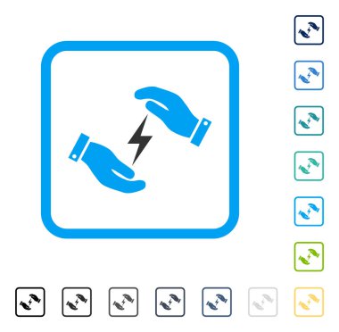 Elektrik kaynağı eller vektör simge çerçeveli