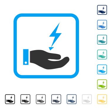 Elektrik kaynağı el vektör simge çerçeveli