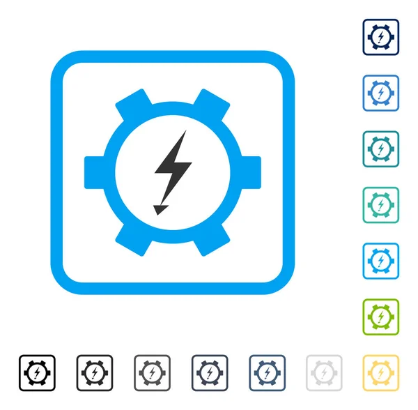 Rueda de engranaje de energía eléctrica enmarcada icono del vector — Archivo Imágenes Vectoriales