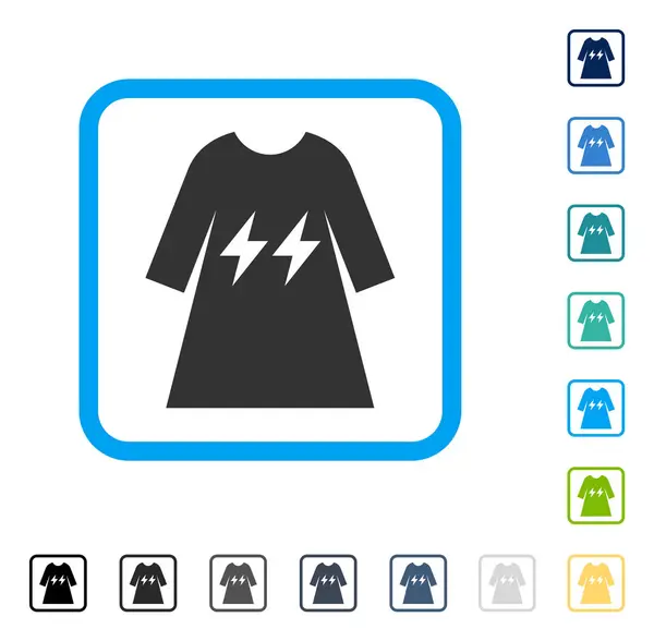 Elektrickou energii dívka šaty zarámovaný vektorové ikony — Stockový vektor