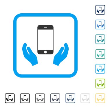 Smartphone eller vektör simge çerçeveli