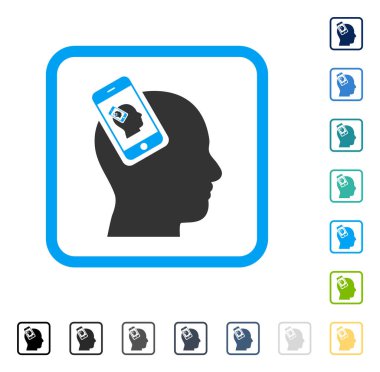 Smartphone kafa eklenti özyineleme çerçeveli vektör simgesi