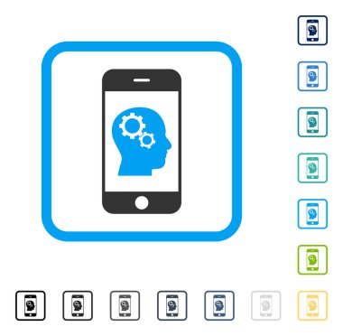 Smartphone akıl Gears vektör simge çerçeveli