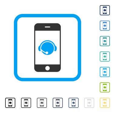 Smartphone işleç iletişim başkanı vektör simge çerçeveli