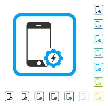 Smartphone güç seçenekleri dişli vektör simge çerçeveli