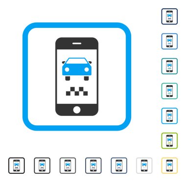Smartphone taksi araba vektör simge çerçeveli