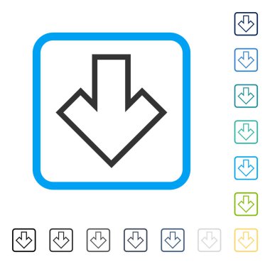 Çerçeveli vektör simgesi aşağı ok