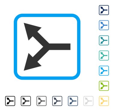 Bifurkasyon ok sol vektör simge çerçeveli