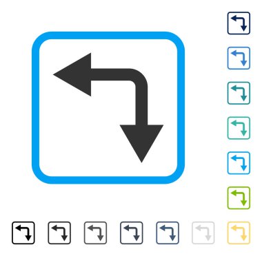 Çerçeveli vektör simgesi sol çatallanma ok