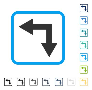 Çerçeveli vektör simgesi sol çatallanma ok