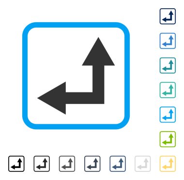 Bifurkasyon ok sol yukarı çerçeveli vektör simgesi