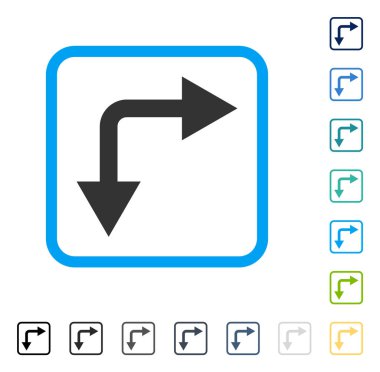 Bifurkasyon ok çerçeveli vektör simgesi aşağı