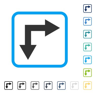 Bifurkasyon ok çerçeveli vektör simgesi aşağı