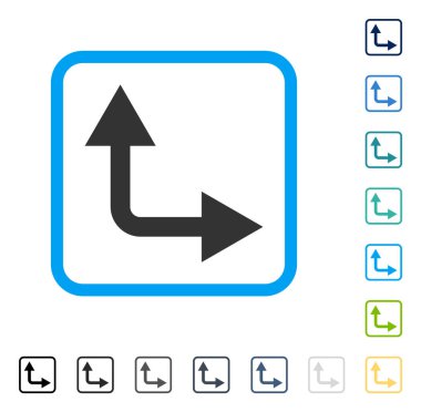 Bifurkasyon ok sağa yukarı çerçeveli vektör simgesi