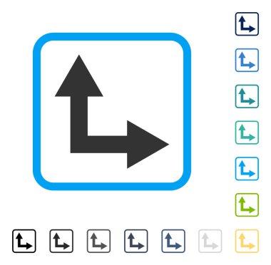 Bifurkasyon ok sağa yukarı çerçeveli vektör simgesi
