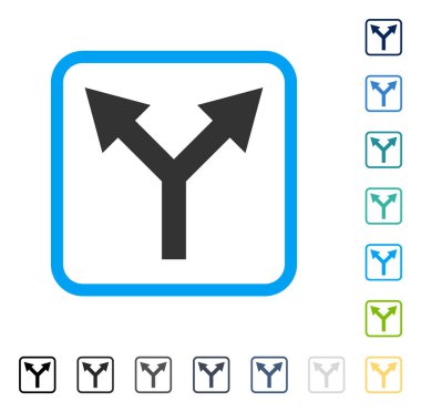 Çerçeveli vektör simge yukarı çatallanma ok