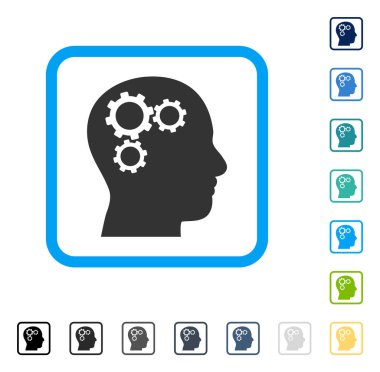 Beyin Gears vektör simge çerçeveli