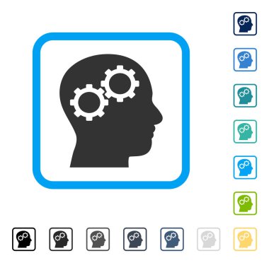 Beyin Gears vektör simge çerçeveli