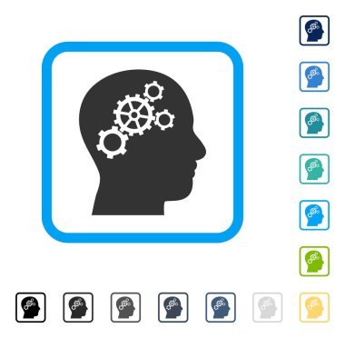 Beyin Gears vektör simge çerçeveli