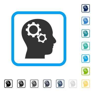 Beyin Gears vektör simge çerçeveli