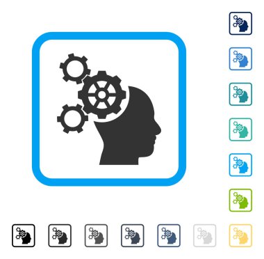 Beyin mekanik vektör simge çerçeveli