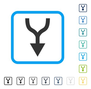 Çerçeveli vektör simgesi aşağı ok birleştirmek
